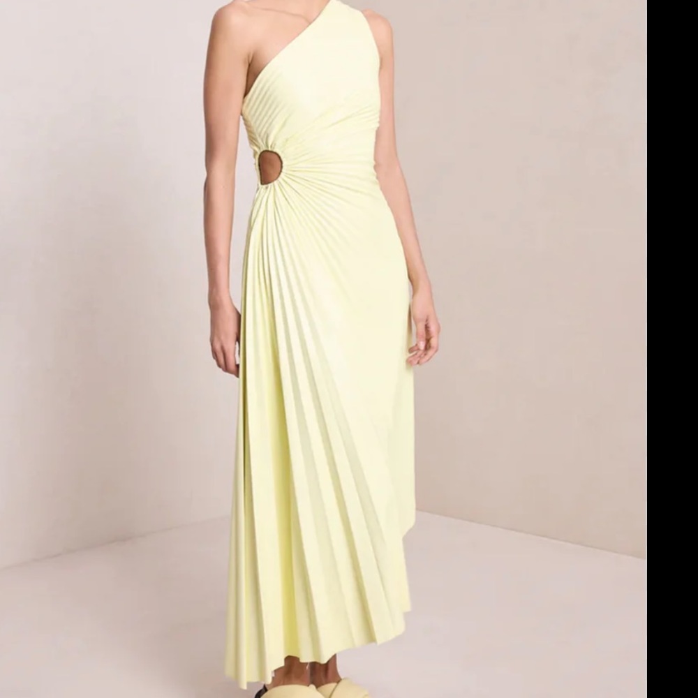 ALC Delfina Vegan Leather Yellow Dress